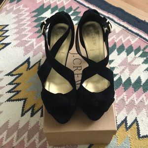 J Crew Love me Knot black suede heels